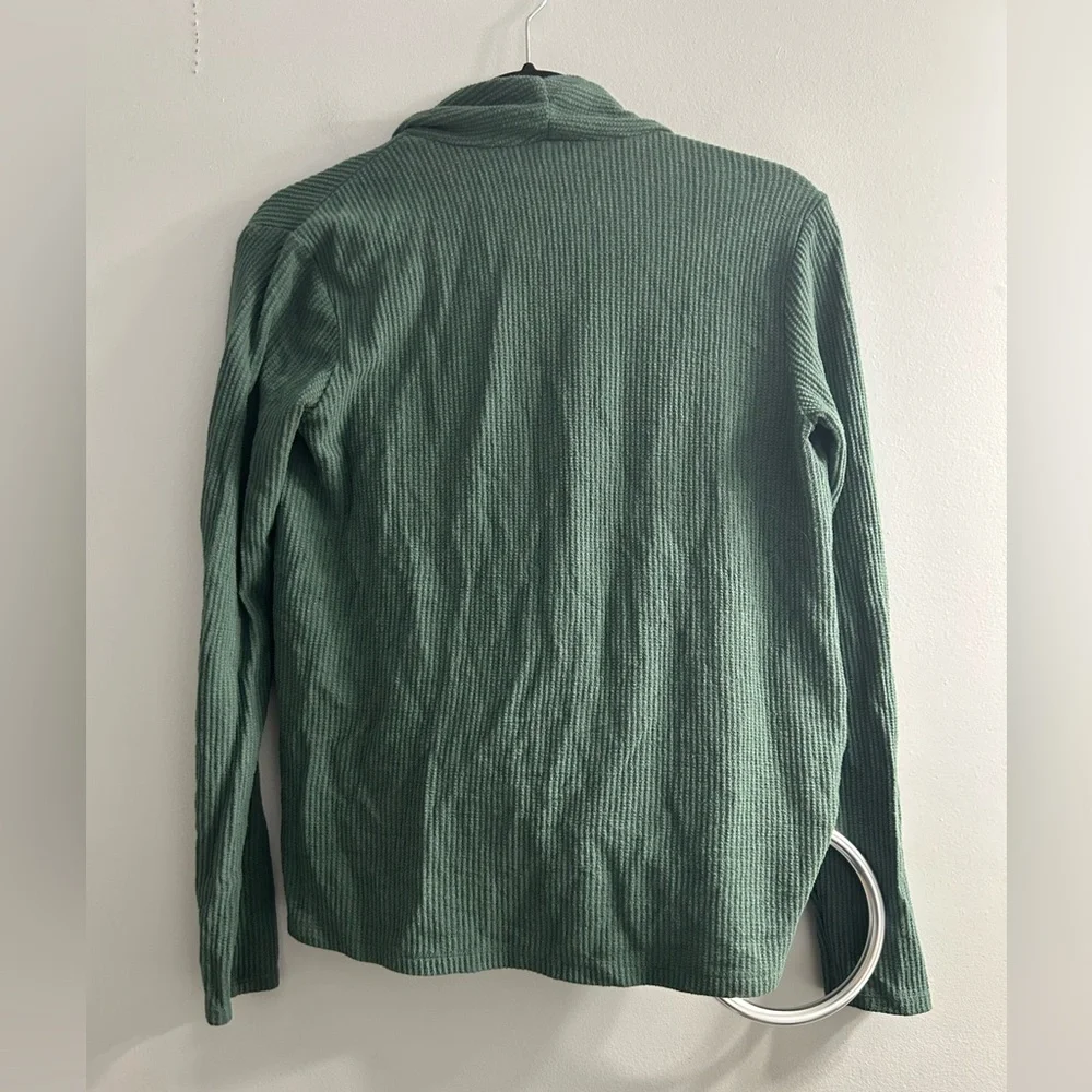 Anthropologie Daily Practice Cross-Front Top Thermal Rib Knit Green - Picture 3 of 4